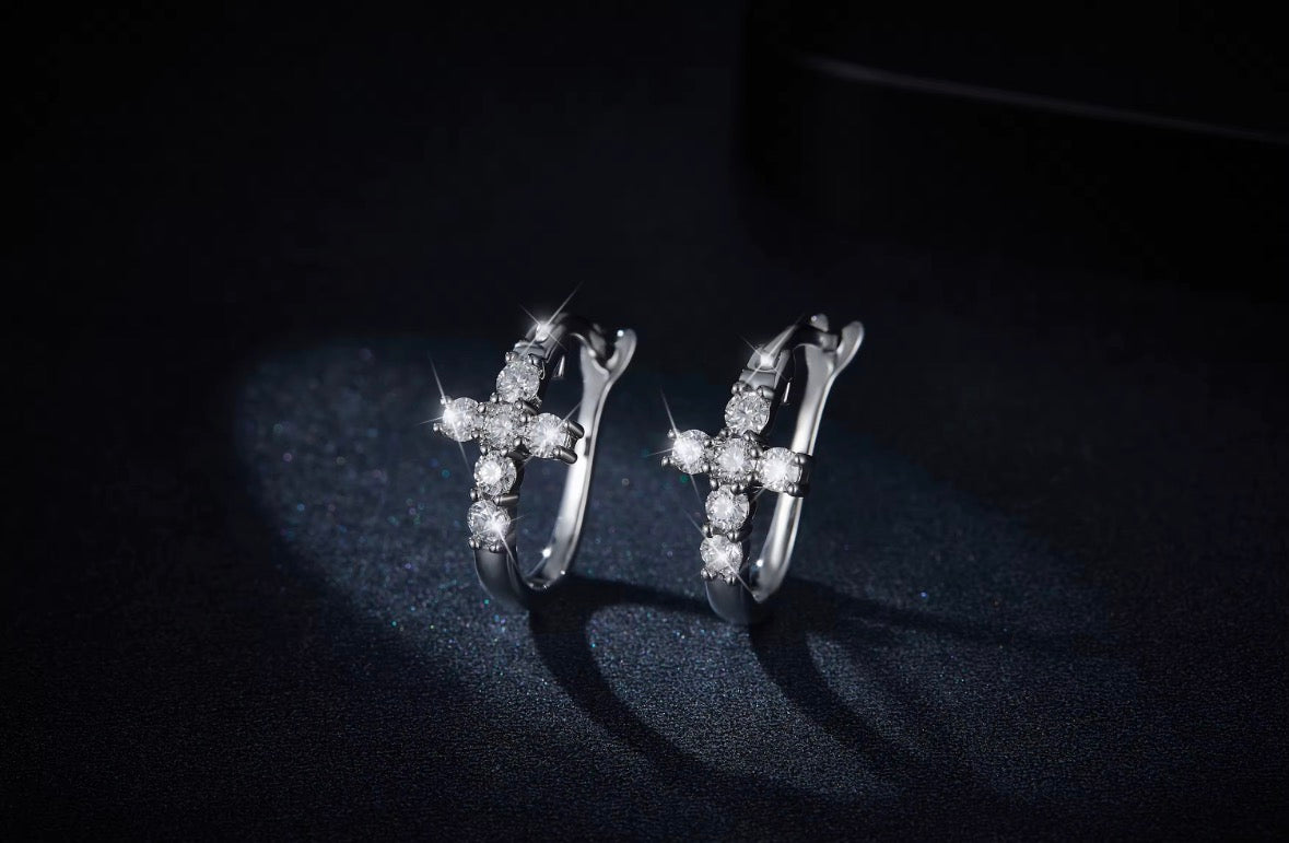 Hoop Cross Earrings